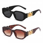 BUTABY Rectangle Sunglasses for Women Retro Driving Glasses 90s Vintage Fashion Irregular Frame UV400 Protection Black & Leopard